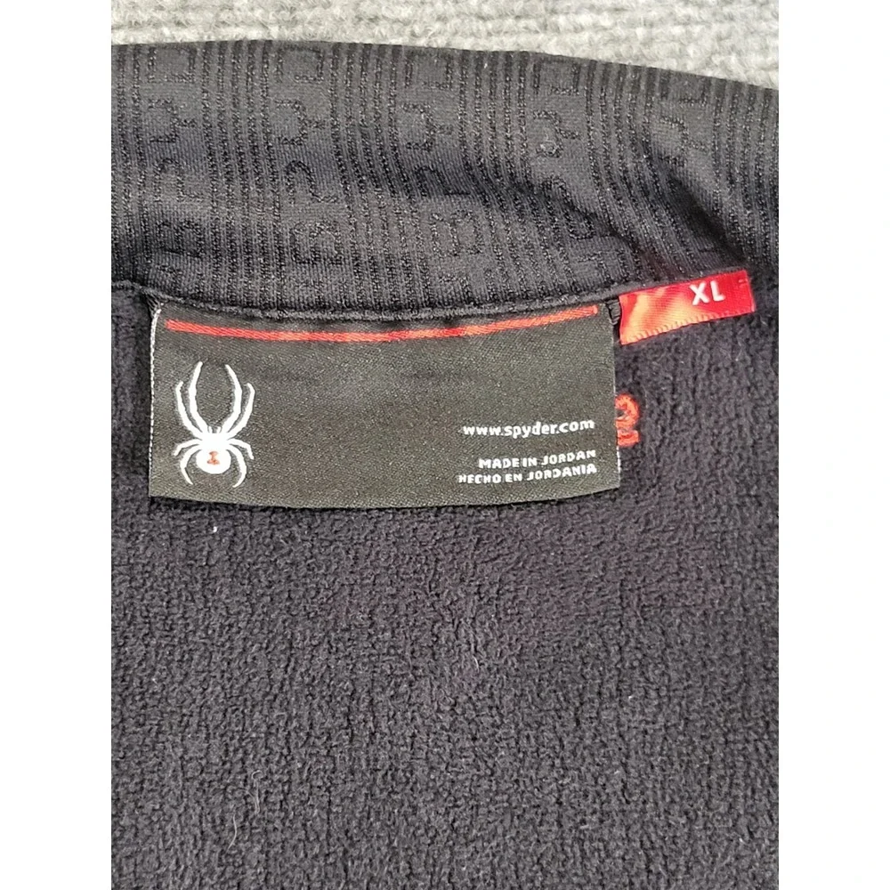 Spyder Men's XL Full Zip Long Sleeve Waffle Knit Athletic Sweater Black W/Red